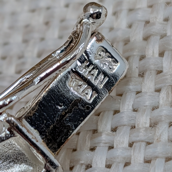 925 Sterling Silver Blue Topaz & CZ Link Bracelet 8” | Twisted Leaf Design - Picture 12 of 16